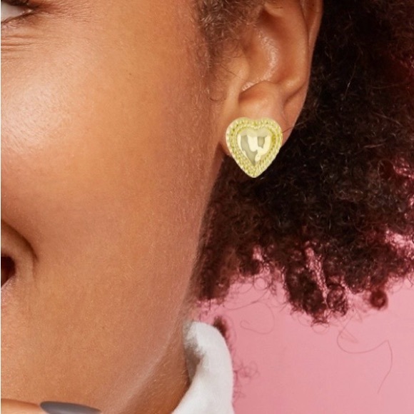 Judith Ripka 14k Yellow Gold Clad Heart Earrings. Definitely JR Coded! - Picture 2 of 7